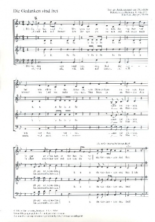 Hoybye, John Die Gedanken sind frei Coro SATB Partitur