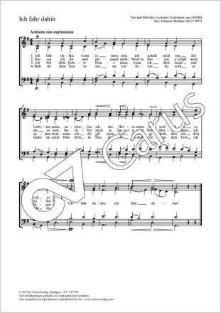 Brahms, Johannes / Kretzschmer, August / von Zuccalmaglio, Anton Wilhe Coro SATB Partitur