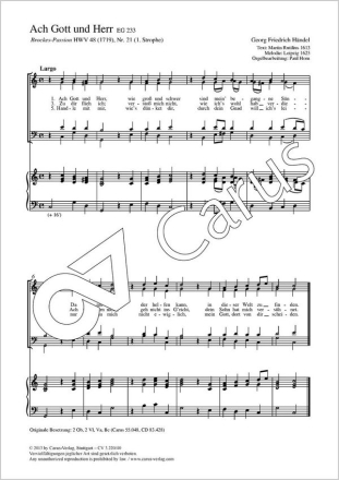 Hndel, Georg Friedrich Ach Gott und Herr Coro SATB, Org Partitur