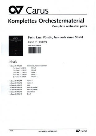 Lass Frstin lass noch einen Strahl Kantate Nr.198 BWV198 Stimmenset (dt/en)
