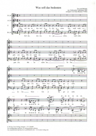 Was soll das bedeuten fr gem Chor a cappella Chorpartitur
