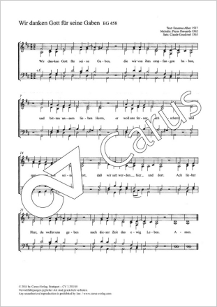 Goudimel, Claude / Davants, Pierre Wir danken Gott fr seine Gaben Coro SATB Partitur