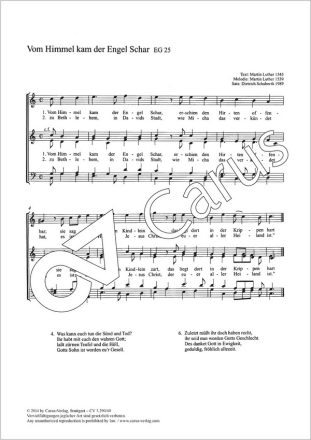 Luther, Martin / Schuberth, Dietrich Vom Himmel kam der Engel Schar Coro SSATB Partitur