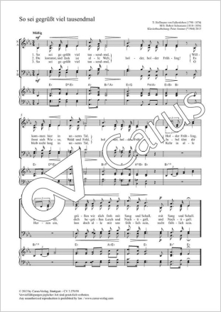 Schumann, Robert So sei gegrt viel tausendmal Coro SATB, Pfte Partitur