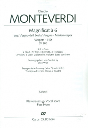 Magnificat SV206  (eine Quart tiefer transponierte Fassung) fr Soli, gem Chor und Orchester Klavierauszug