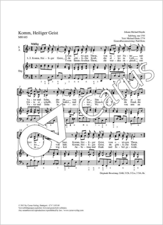 Haydn, Johann Michael Komm, Heiliger Geist Coro SA, Org Partitur