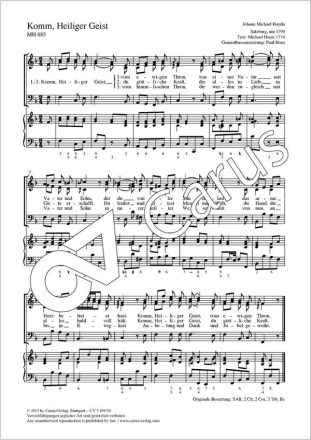 Haydn, Johann Michael Komm, Heiliger Geist Coro SAB, Bc Partitur