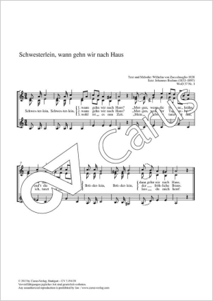 Brahms, Johannes / von Zuccalmaglio, Anton Wilhelm Schwesterlein, wa Coro SSA Partitur