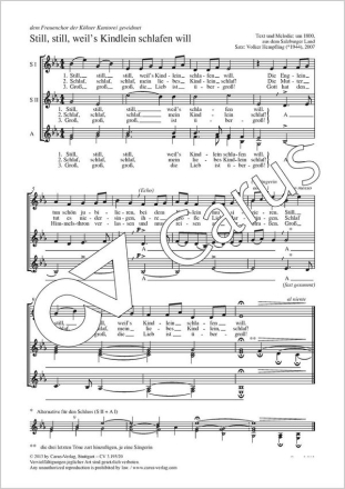 Still still weil's Kindlein schlafen will fr Frauenchor a cappella Partitur