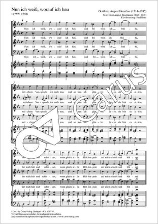 Homilius, Gottfried August Nun wei ich, worauf ich bau Coro SATB, Org Partitur