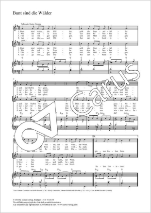 Reichardt, Johann Friedrich Bunt sind schon die Wlder Coro SA, Pfte Partitur