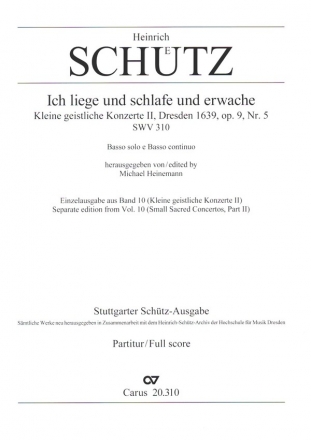 Ich liege und schlafe und erwache op.9,5 SWV310 fr Basso solo und Bc Partitur
