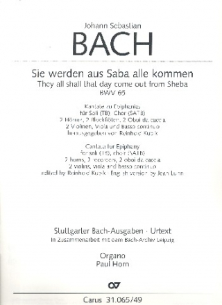 Sie werden aus Saba alle kommen Kantate Nr.65 BWV65 Orgel