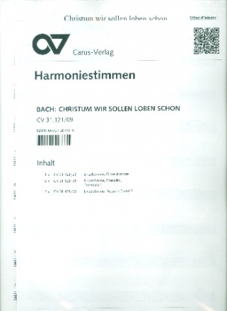 Christum wir sollen loben schon Kantate Nr.121 BWV121 Harmoniestimmen