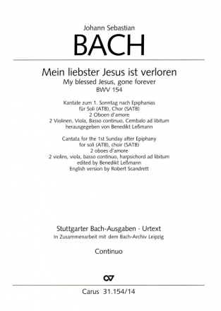 Mein liebster Jesus ist verloren Kantate Nr.154 BWV154 Violoncello