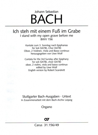 Ich steh mit einem Fu im Grabe kantate Nr.156 BWV156 Orgel