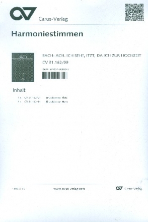 Ach ich sehe itzt da ich zur Hochzeit gehe Kantate Nr.162 BWV162 Stimmenset