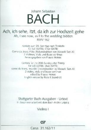 Ach ich sehe itzt da ich zur Hochzeit gehe Kantate Nr.162 BWV162 Violine 1