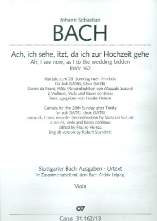 Ach ich sehe itzt da ich zur Hochzeit gehe Kantate Nr.162 BWV162 Viola