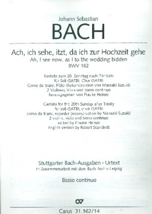 Ach ich sehe itzt da ich zur Hochzeit gehe Kantate Nr.162 BWV162 Basso continuo
