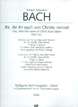 Ihr, die ihr euch von Christo nennet Kantate Nr.164 BWV164 Viola