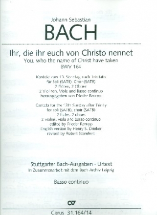 Ihr, die ihr euch von Christo nennet Kantate Nr.164 BWV164 Basso continuo