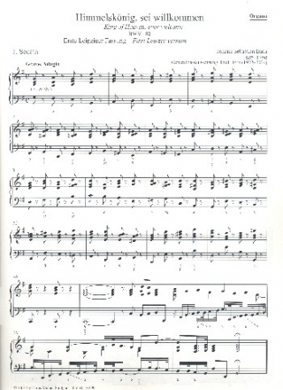 Himmelsknig sei willkommen kantate Nr.182 BWV182 Orgel