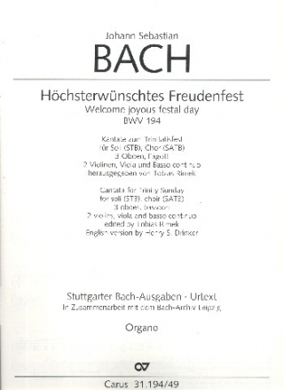 Hchsterwnschtes Freudenfest Kantate Nr.194 BWV194 Orgel