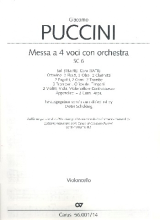 Messa a 4 voci SC6 fr Sol (TBarB), gem Chor und Orchester Violoncello