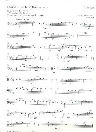Cantique de Jean Racine op.11 fr gem Chor und Symphonieorchester Violoncello