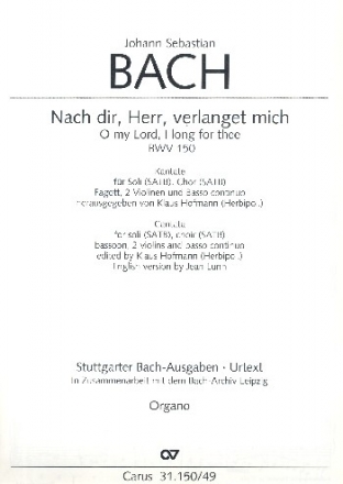 Nach dir Herr verlanget mich Kantete Nr.150 BWV150 Orgel