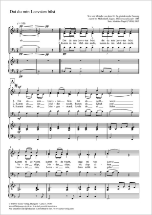 Nagel: Dat du min Leevsten bst Coro SAM, Pfte Einzelausgabe aus Chorbuch