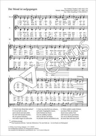 Hempfling: Der Mond ist aufgegangen Coro SSAAM Einzelausgabe aus Chorbuch