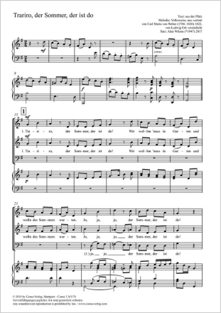 Wilson: Trariro, der Sommer, der ist do Coro SSAM, Pfte Einzelausgabe aus Chorbuch