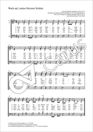 Nobis: Wach auf, meins Herzens Schne Coro SAM Einzelausgabe aus Chorbuch