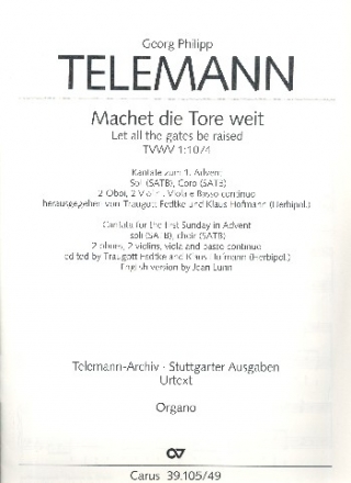 Machet die Tore weit TWV1:1074 fr Soli, gem Chor und Orchester Orgel