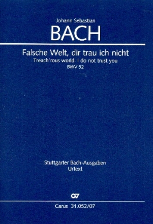 Falsche Welt dir trau ich nicht Kantate Nr.52 BWV52 Studienpartitur (dt/en)