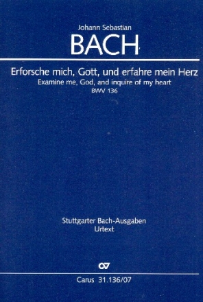 Erforsche mich Gott und erfahre mein Herz Kantate Nr.136 BWV136 Studienpartitur (dt/en)