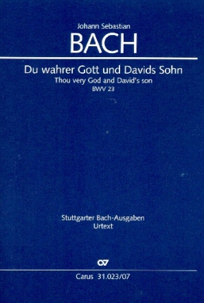 Du wahrer Gott und Davids Sohn Kantate Nr.23 BWV23 Studienpartitur (dt/en)