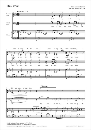 Steal away fr gem Chor und Klavier Partitur