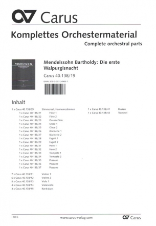 Die erste Walpurgisnacht MWVD3 Soli ATBarB gem Chor und Orchester Stimmenset (Harmonie und Streicher 7-6-5-4-3)