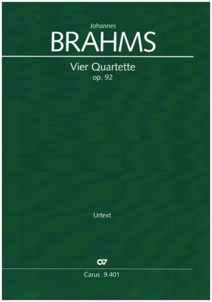 Vier Quartette op.92 fr 4 Singstimmen und Klavier Partitur