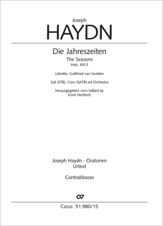 Haydn: Die Jahreszeiten Soli STB, Coro SATB, Pic, 2 Fl, 2 Ob, 2 Clt, 2 Fg, Cfg, 2 Cor, 3 Tr, 3 Einzelstimme, Kontrabass