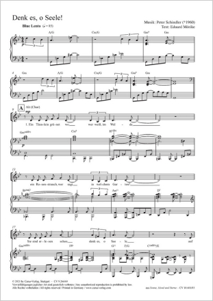 Schindler, Peter: Denk es, o Seele! Coro SATB, Pfte Partitur