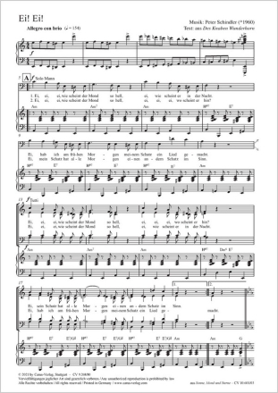 Schindler, Peter: Ei! Ei! Solo Bar, Coro SATB, Pfte Partitur