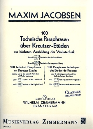 100 technische Paraphraen ber Kreutzer-Etden Band 2 Teil 1a fr Violine