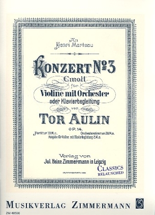 Konzert c-Moll Nr.3 op.14 fr Violine und Orchester fr Violine und Klavier