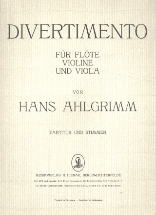 Divertimento fr Flte, Violine und Viola Partitur und Stimmen