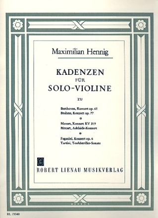 Kadenzen zu Violinkonzerten fr Violine