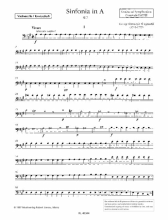 Wagenseil, Sinfonia in A fr Streichorchester und Bc Cello/Bass